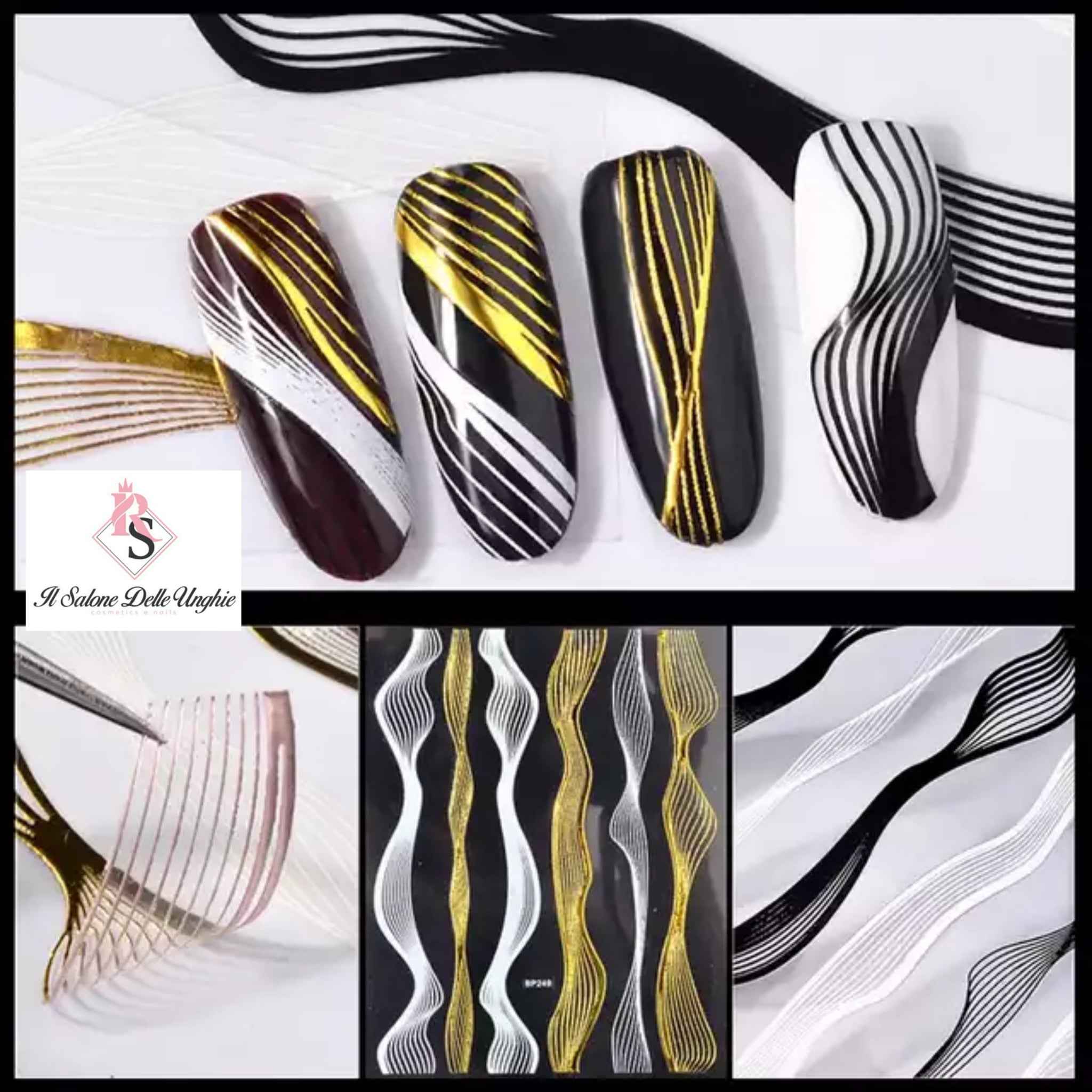 Adesivo Decorativo Bianco e Nero per Nail Art - Sticker Deco Fashion